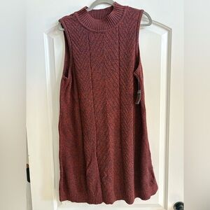 Sleeveless Knit Sweater Dress in Burgundy